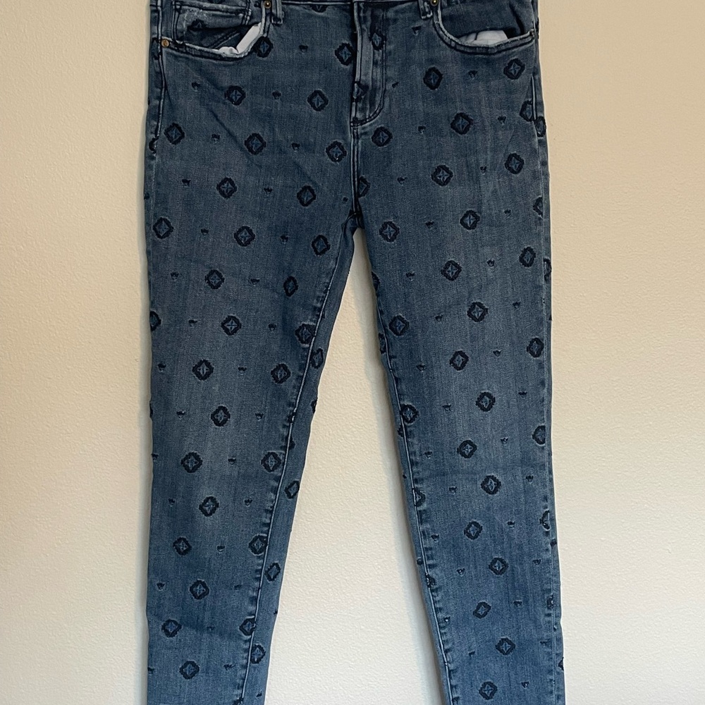 Women's Blue Patterned Embroidered Jeans 🍀 3